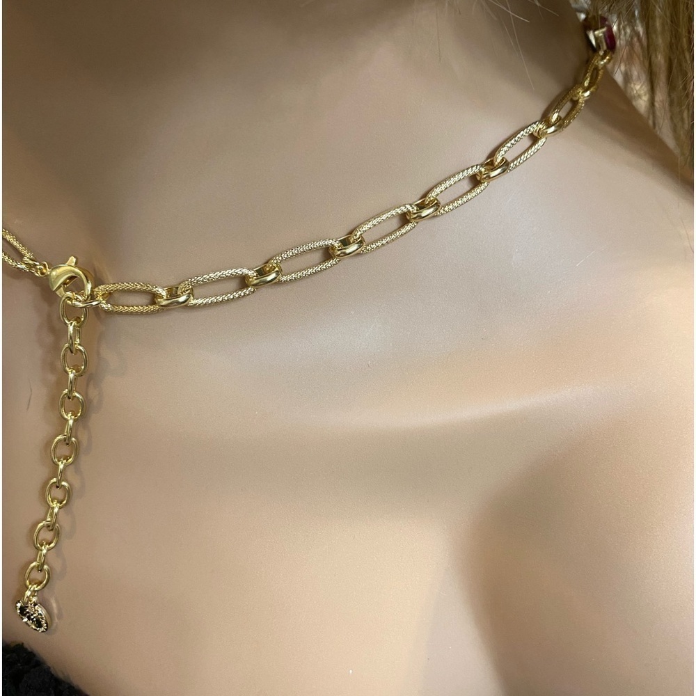Graziano Signed RJ Multi Colored Lucite Rhinestone Chain Link Necklace FIRM - Picture 7 of 11
